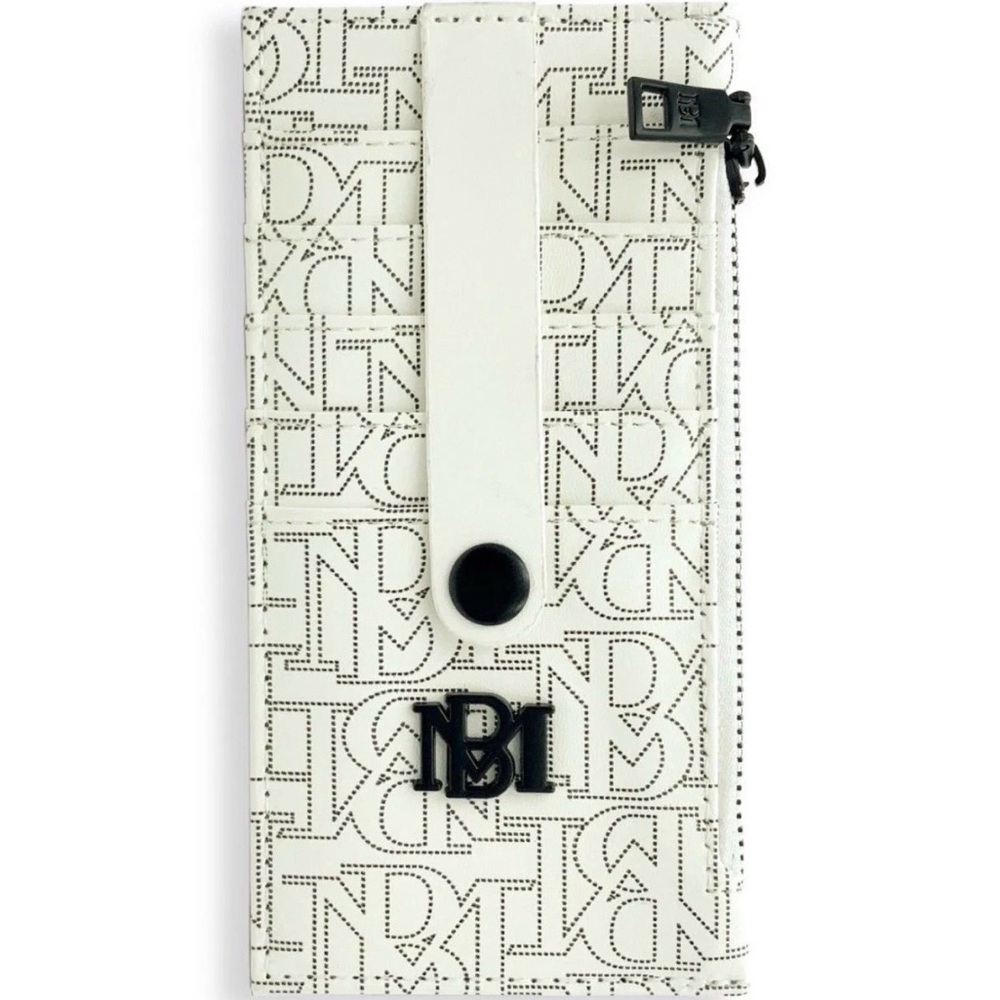 Badgley Mischka Multi Card Holder with Tab and Zippered Beige Compartment NEW